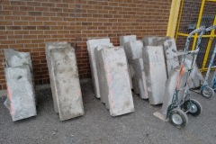 Concrete slabs ready to be loaded into the bin